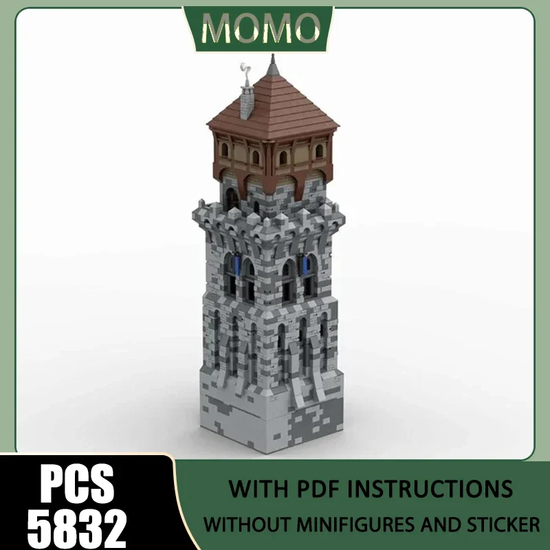 Medieval Castle Model Moc Building Blocks H15 Big Front Tower Bricks Model DIY Assembly Construction Toy Holiday Birthday Gifts