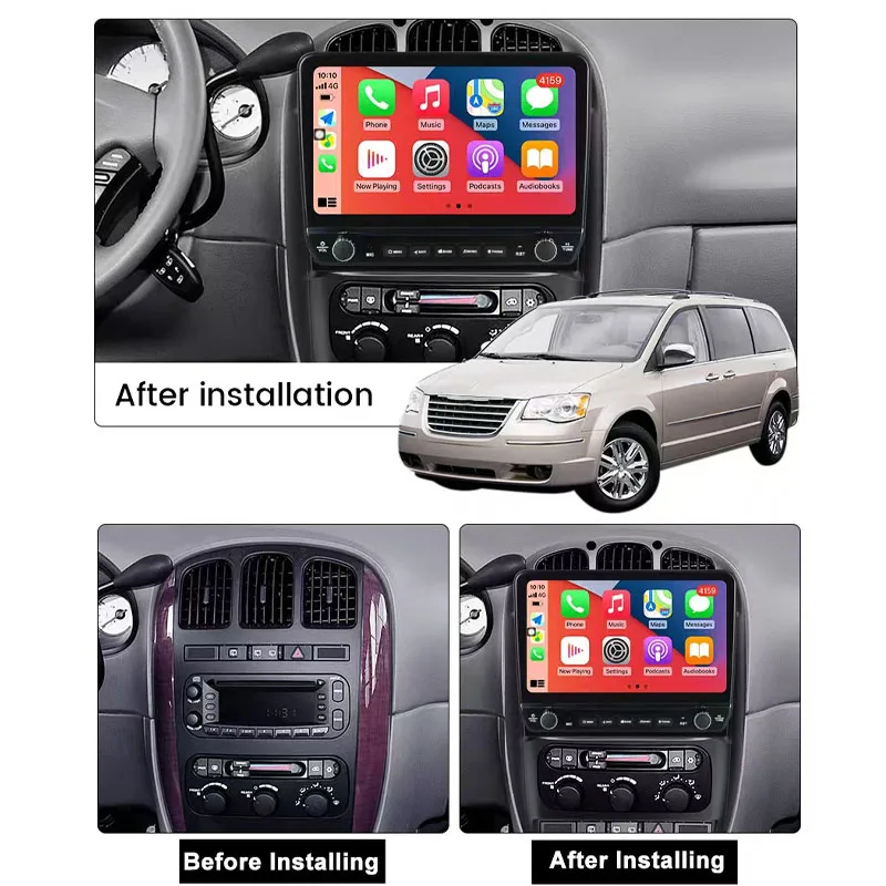 10 "6 + 128GB Android13 Für Dodge Caravan 2000-2007 Auto Radio QLED Multimedia Video Player GPS navigation CarPlay Keine 2 Din Stereo