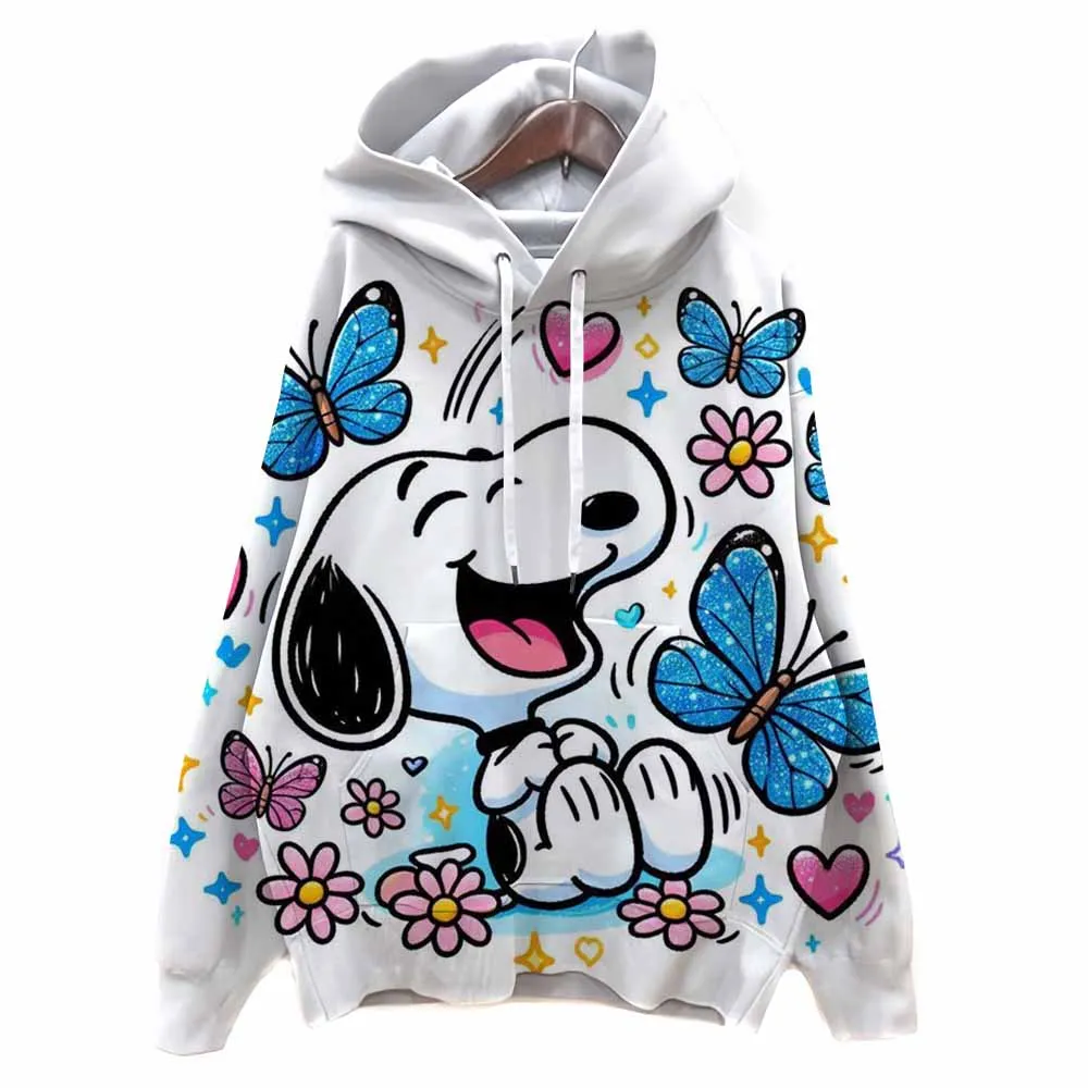 Felpe con cappuccio a maniche lunghe da donna Felpa girocollo con stampa Snoopy Felpa unisex autunno inverno Y2k Pullover Abiti gotici anni '90