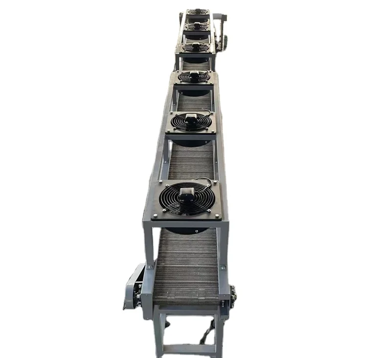 Stainless steel wire mesh belt conveyor with fan Cooling conveyor