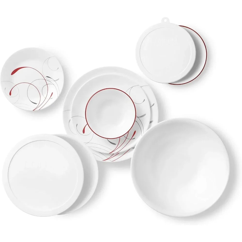 78 Piece Set, Suitable for 12 Piece Tableware Set, Three-layer Glass and Anti Debris, Lightweight Round Plate and Bowl Set