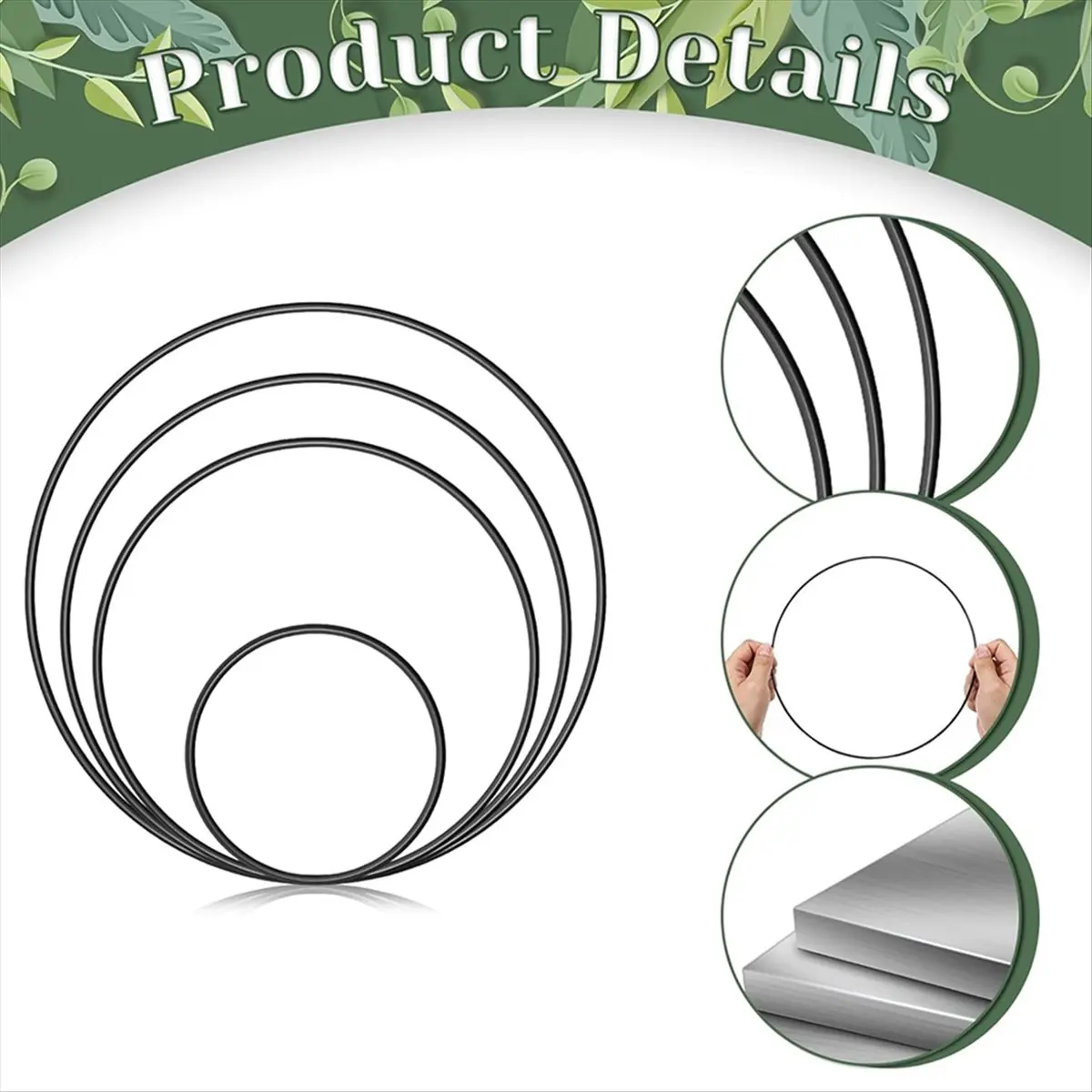 16 Pcs Metal Hoops for Crafts, Dream Catcher Rings, Black Metal Circles Floral Macrame Hoop for DIY Craft Projects