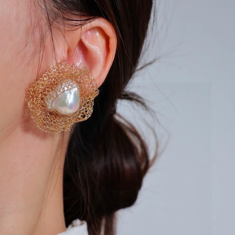 SGARIT Super Large Pearls Earrings Lady 14k Gold Filled Jewelry Natural Baroque Pearl Strong Luster Irregular Gold Earrings