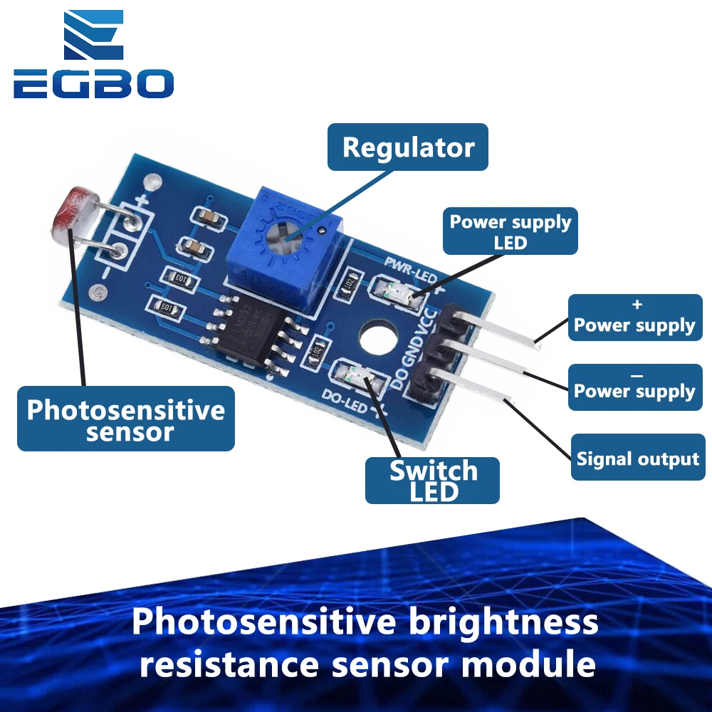 1~10PCS EGBO Photosensitive brightness resistance sensor module Light intensity detect New For Arduino