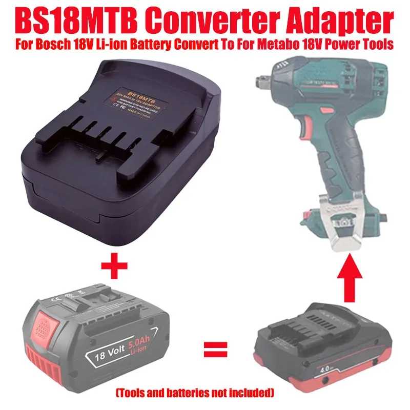 

ALASICKA BS18MTB Battery Adapter Converter for Bosch 18V Lithium-ion Battery Convert To Work for Metabo 18V Cordless Power Tools