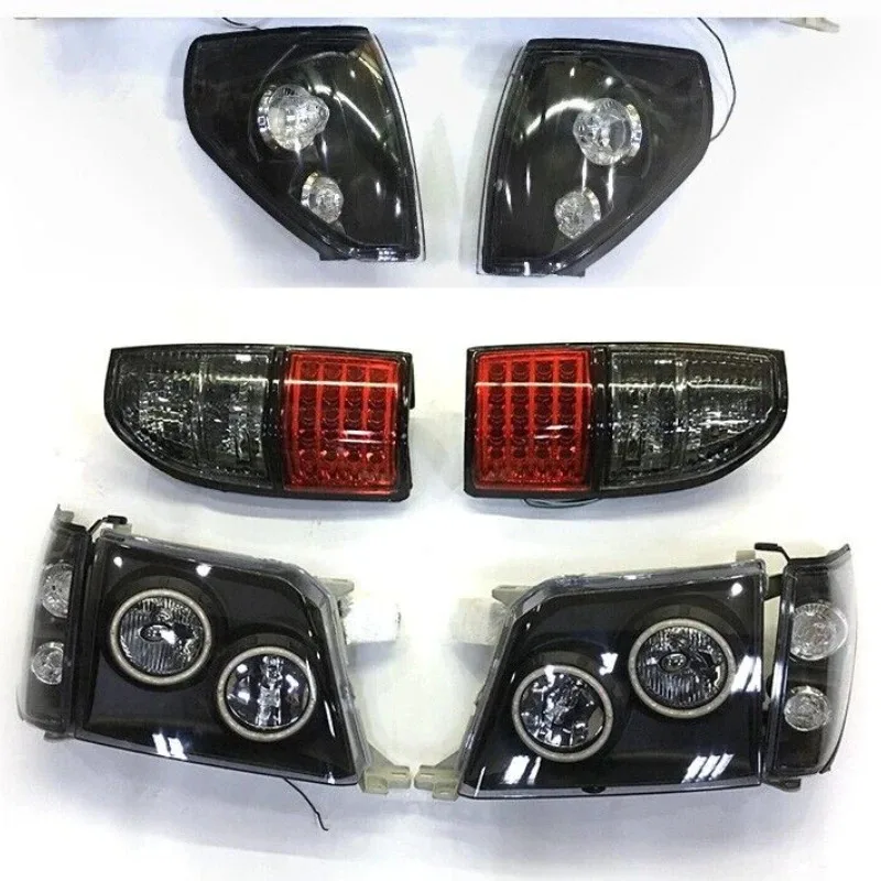 Black LED For Toyota Prado LC90 1996-2002 Front Headlight &Corner&Tail Lights