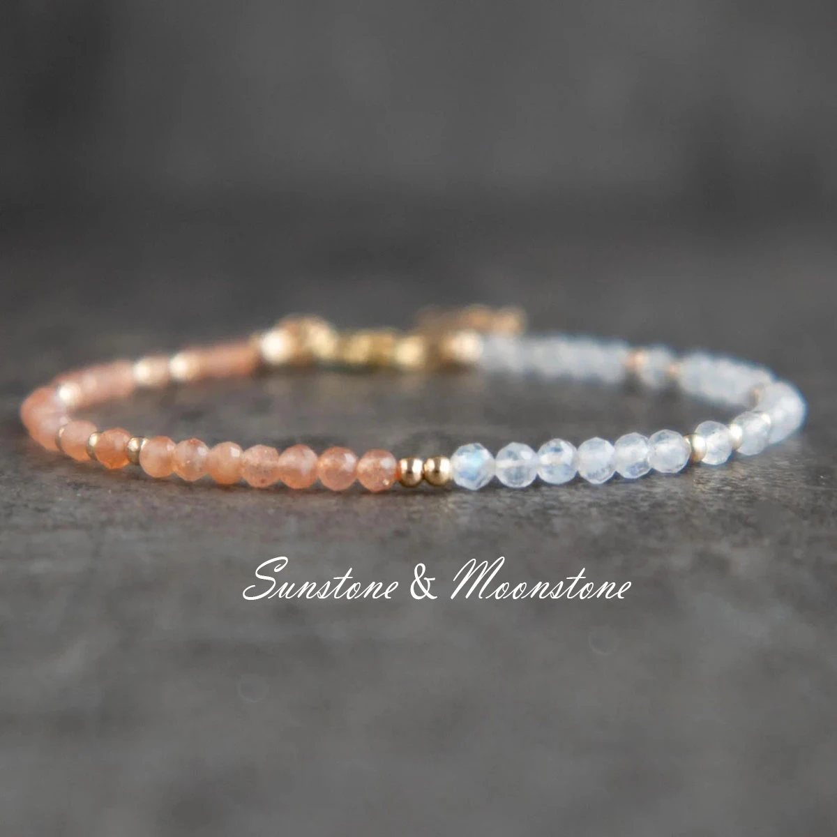 1pc Natural Moonstone and Sunstone Bracelet Gemstone Bead Bracelets for Women Gifts for Her Sunstone Rainbow Moonstone Jewelry