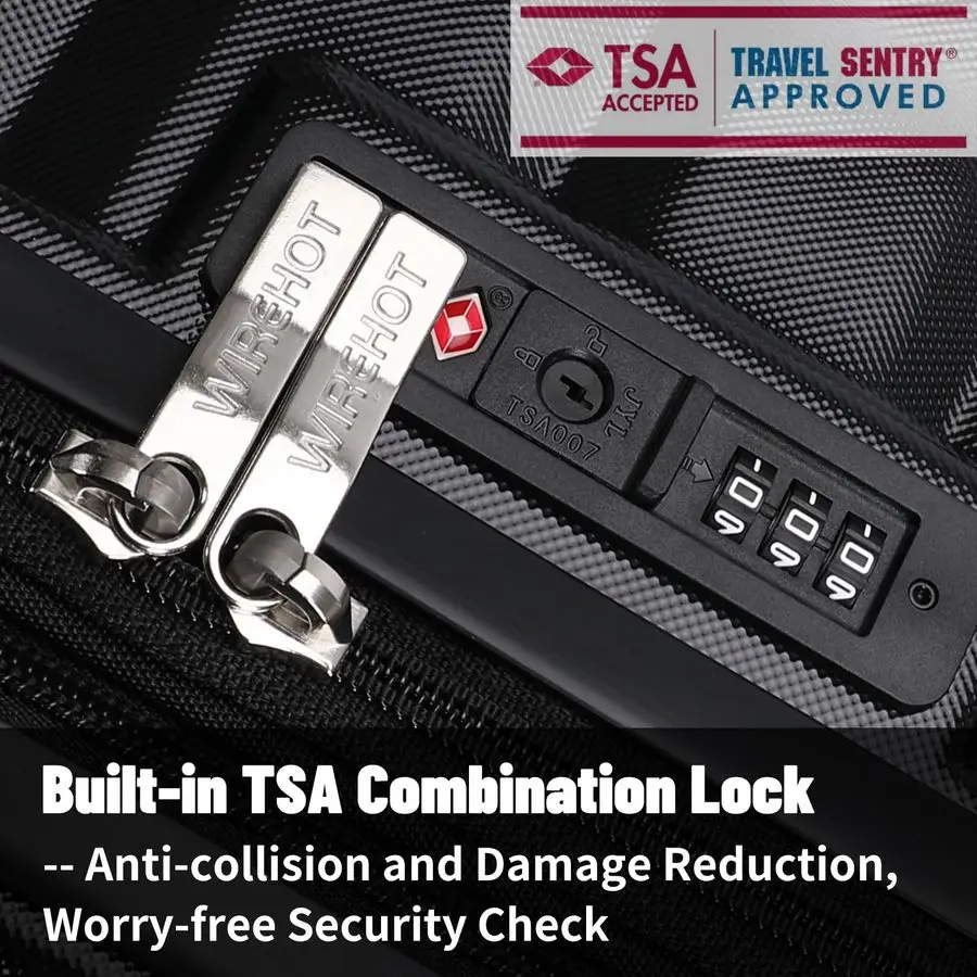 أمتعة مع عجلات دوارة وسحاب YKK، حقيبة أمتعة صلبة مكونة من 3 قطع ABSPC مع قفل TSA للسفر للرجال، #6