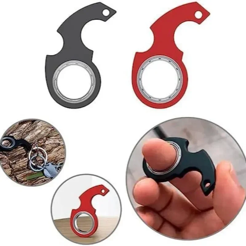 1PCS Hot Sale New Karambit Spinner Finger Swivel Claw Knife Keychain High Quality Metal Grain Texture Fidget Spinner Metal Keych