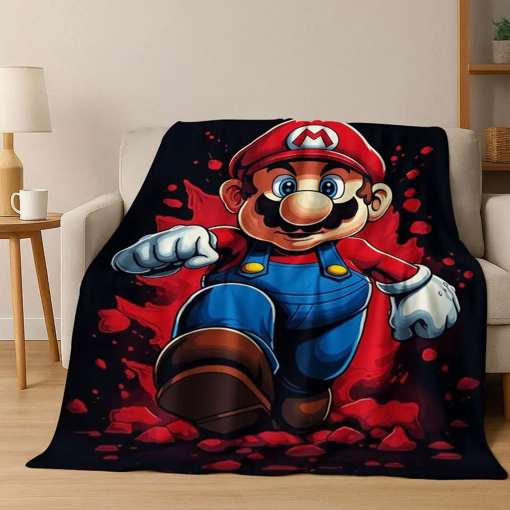 ثلاثية الأبعاد سوبر ماريو بروس الكرتون لطيف الطفل الفانيلا بطانية لينة بطانية دافئة لغرفة النوم غرفة المعيشة السرير السفر التخييم نزهة هدية #4