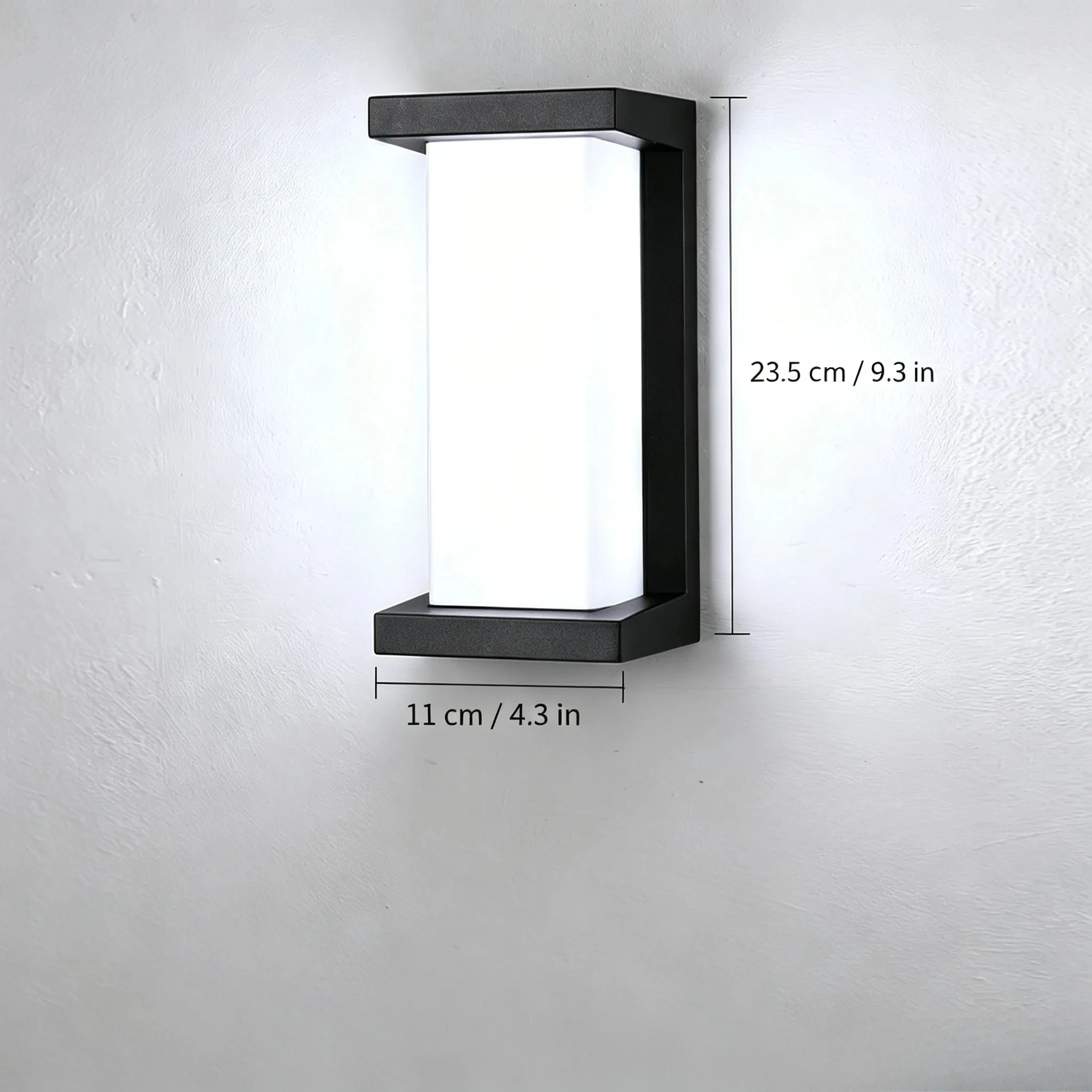 LED Wall Light Outdoor Waterproof Motion Sensor Lamp, 3 Color Temperatures Modern Black Sconce for Garden Courtyard Villa