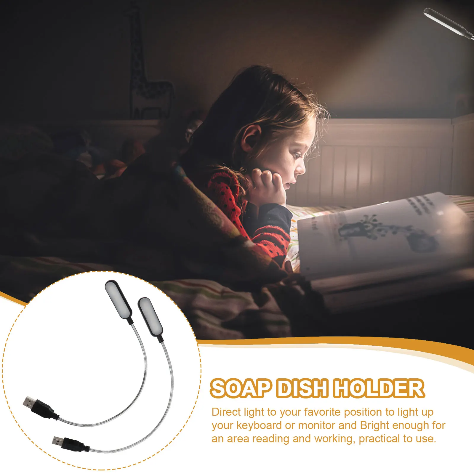 

2 PCS Portable USB Light Laptop Computer Reading Lamp Advanced Work Durable Metal Hose