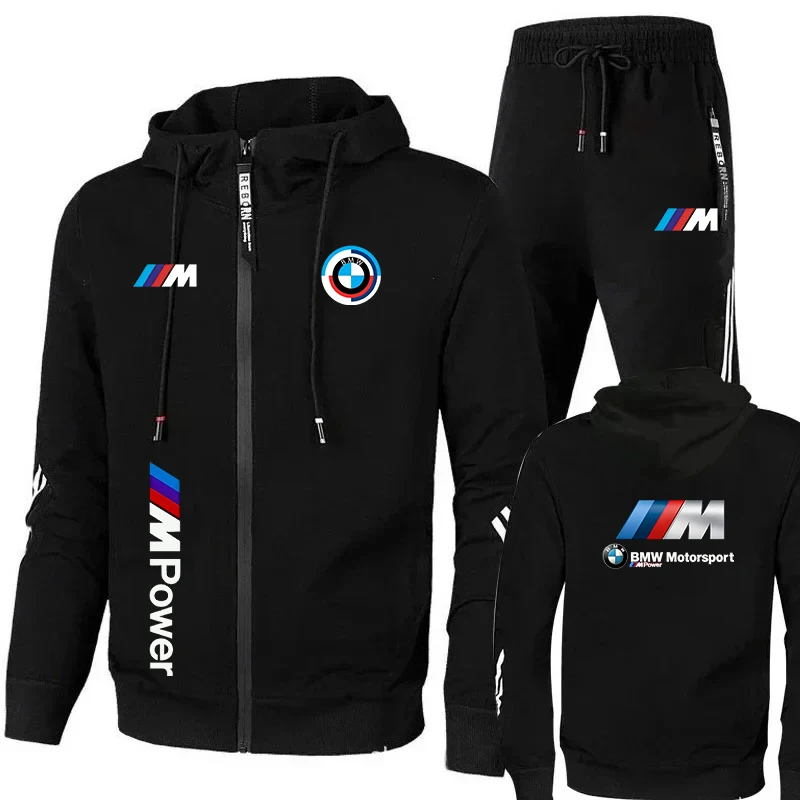 

BMW Men's 2026 Autumn Winter Fashion Set Two-Piece Long-Sleeved Cycling Jacket with Hood And Zipper Dr Feature for Sports And Ac