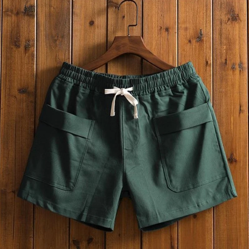 2026 Summer Men's Loose Workwear Shorts Above Knee Lightweight Casual Mid Thigh Pocket Shorts