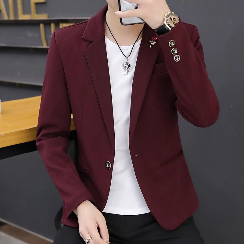 

Мужские пиджаки, однотонная одежда, красивый оригинальный высококачественный джентльменский модный модный пальто 2025, облегающий мужской пиджак