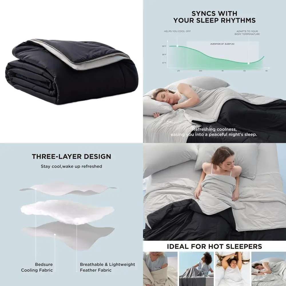 

Дышащее охлаждающее одеяло Twin, легкое для лета, черно-серое, 60x80