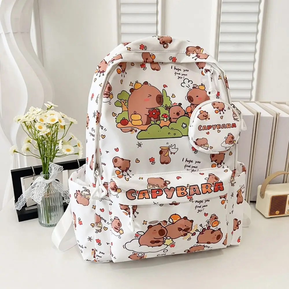 Multi-Compartment Capybara Backpack Waterproof Large Capacity Children's Shoulder Bag Multi Functional with Small Bag