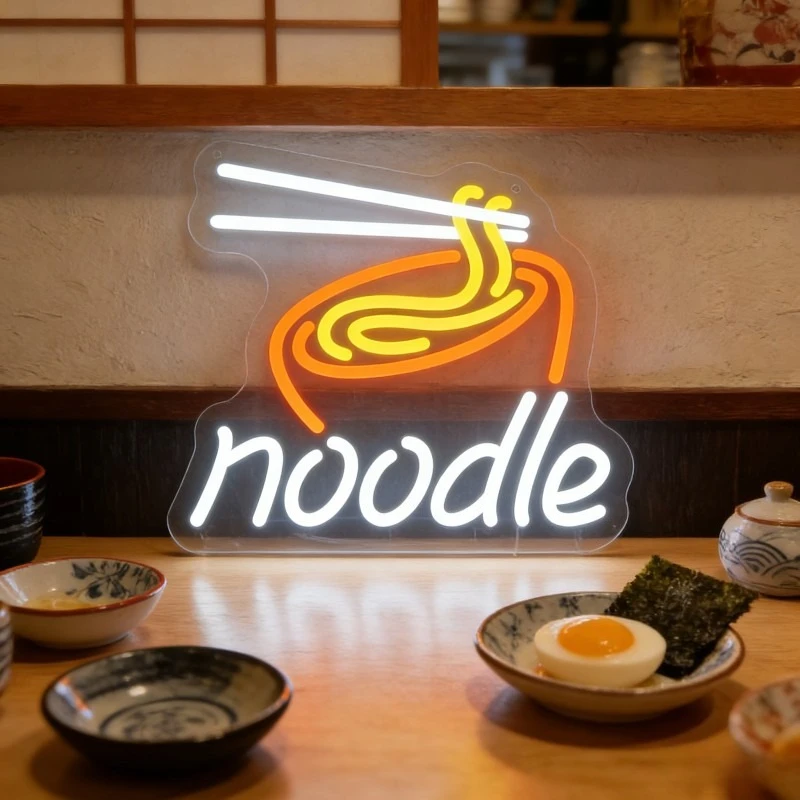 Noodle Neon Light for Wall Decor LED Dimmable USB Wall Light for Ramen Restaurant Japanese Food Shop Window Dining Room Gifts