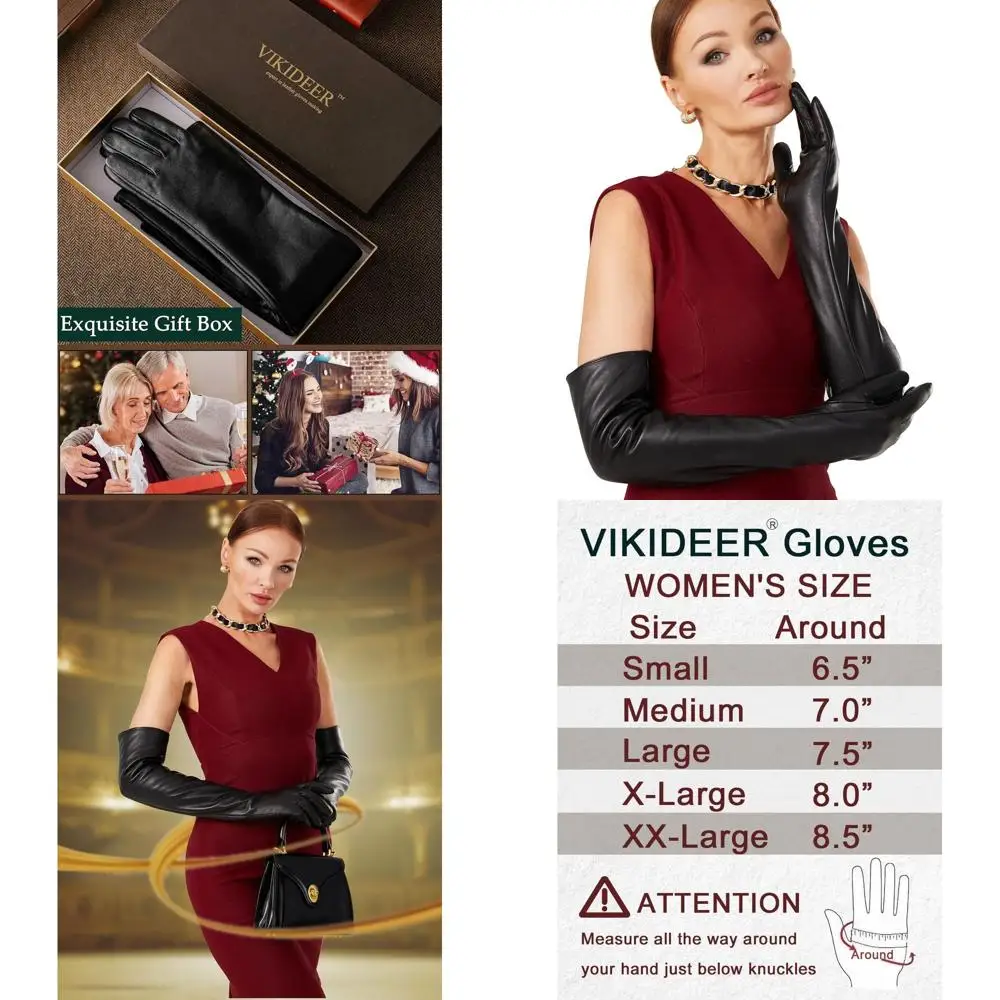 

VIKIDEER теплые мягкие длинные кожаные перчатки женские с плюшевой подкладкой и сенсорным экраном роскошные перчатки для вечернего оперного костюма Арти 23,6 дюйма