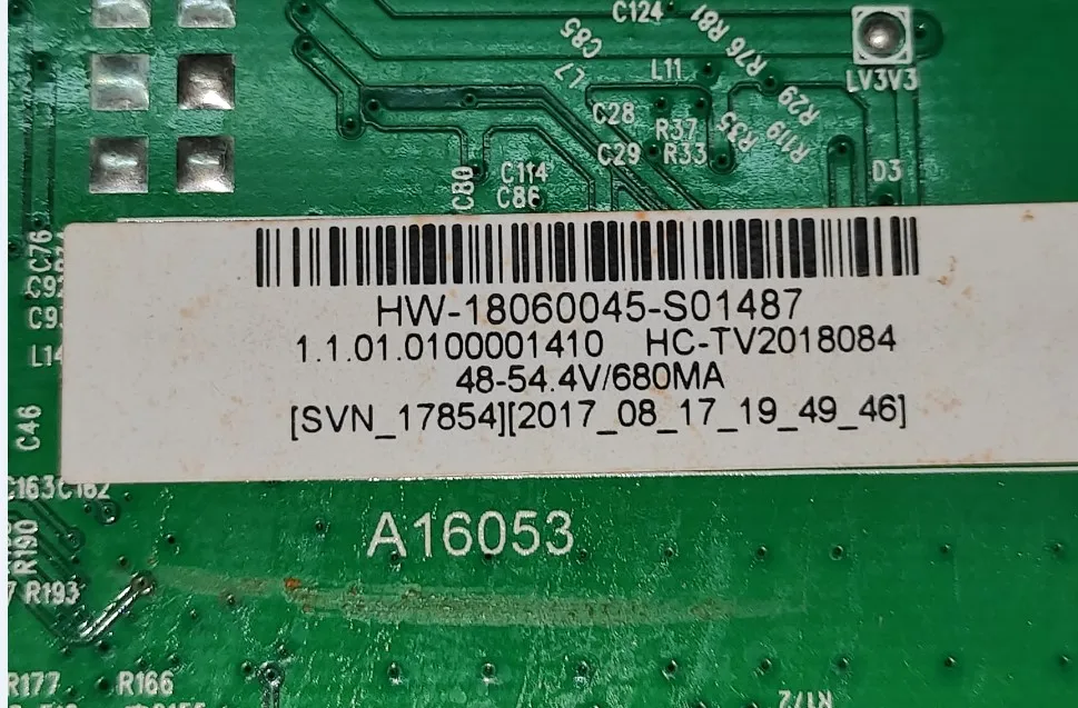 Placa-mãe de TV três em um, HK-T.RT2957P63, 48-54V, tensão e corrente, 680mA, OU LSC400HN08, 108-16V, 330ma