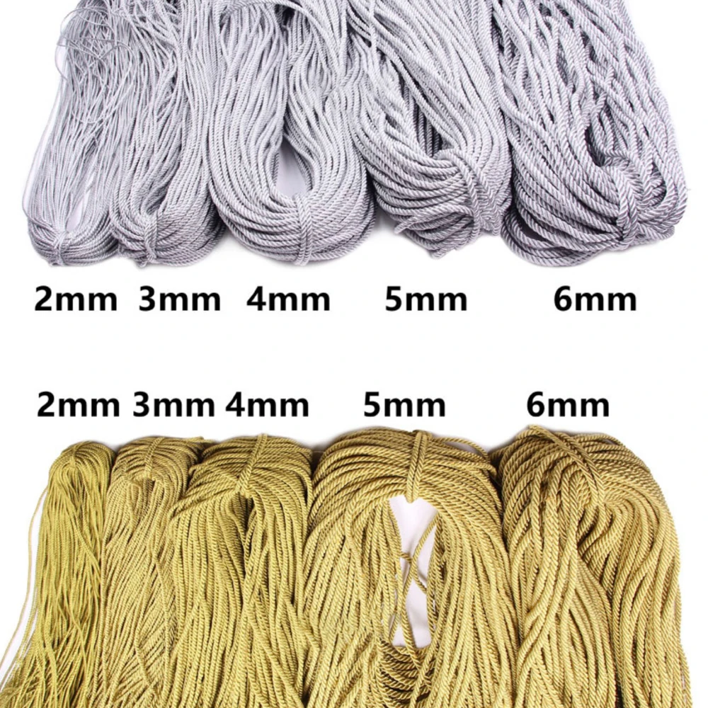 5 Meters 2/3/4/5/6mm Gold/Silver Color Braided Rope DIY Accessories For The Production Of Hand-Held Cords For Gift Boxes