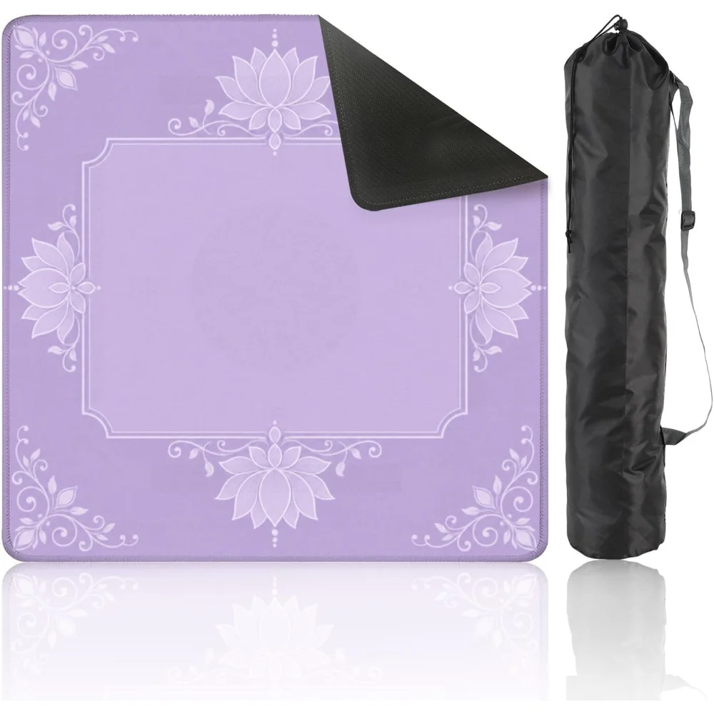 3mm Luxury 31.5 Inch Neoprene Mahjong Mat Lavender Lotus Floral Frame Ornament Non Slip Noise Reduction for Mahjong Games