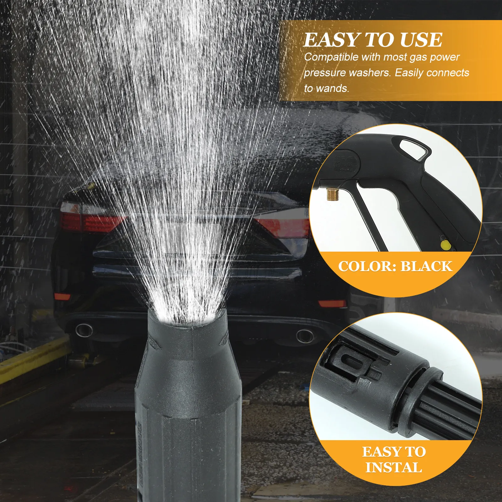 1Set Pressure Washer Parts High Pressure Car Washing Tool Compatible Gas Power Washer Wand Extension Nozzle Accessories