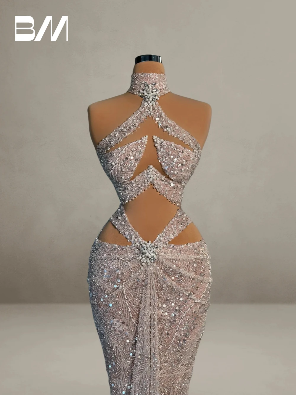

Luxurious Cut Out Mermaid Evening Dress Vogue Sexy Beaded Sequins Pearls Customized Prom Charming Women Formal Occasions Wear