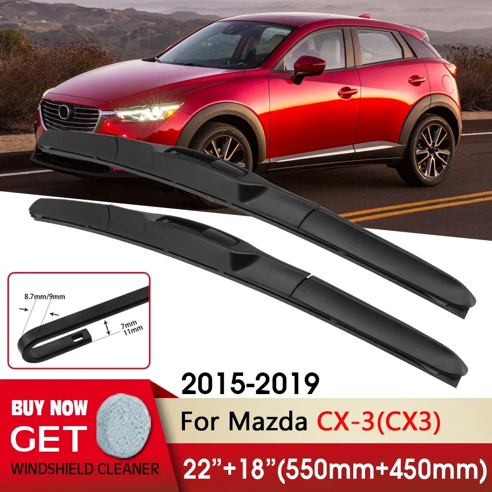 

Щетки стеклоочистителя (левая и правая) 22+18 дюймов для Mazda CX-3 DK 2015-2025 с креплением U-Hook на лобовое стекло
