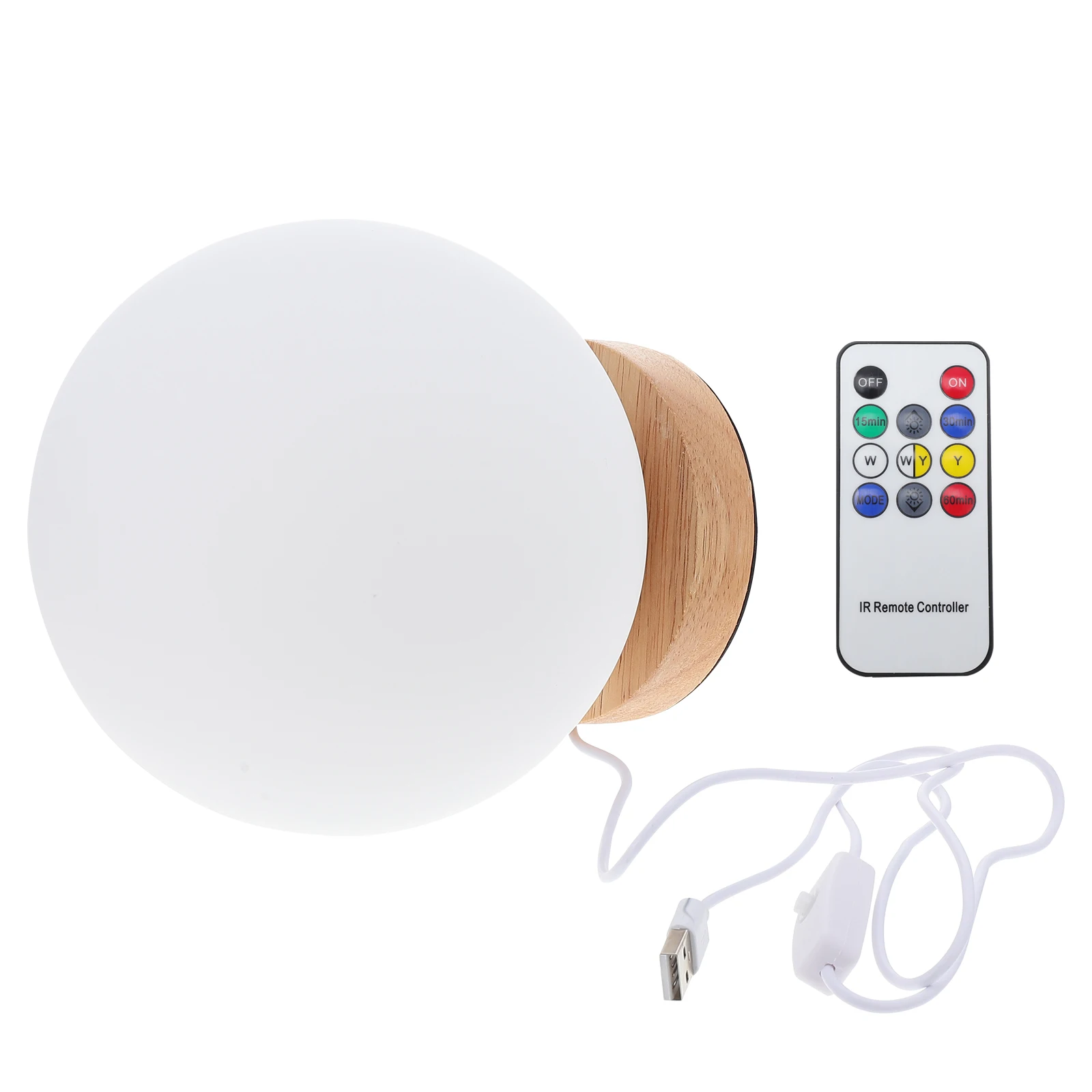 

USB Night Lamp Wooden Glass Design Remote Control LED Light Home Decor Bedroom Atmosphere Simple Style Small Size