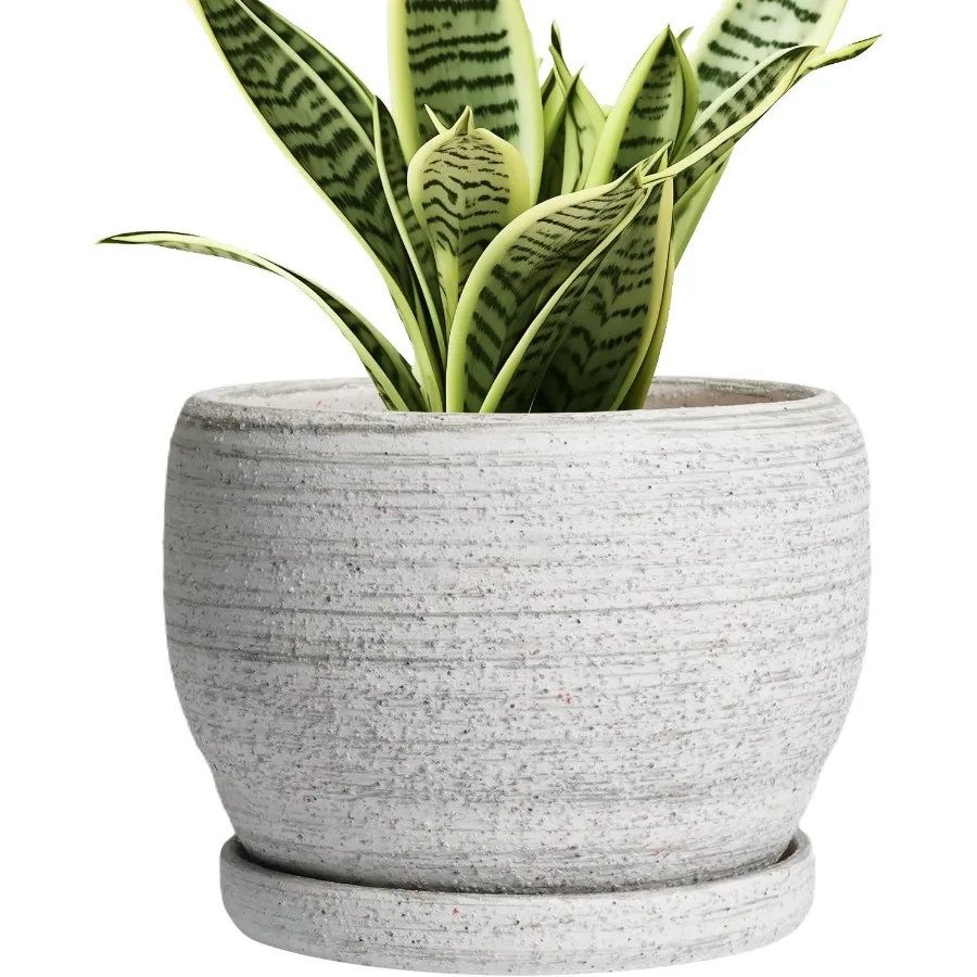 

Ceramic Planters for Indoor Plants 6 Inch Plant Pot with Drainage Hole and Saucer Small Ceramic Flower Pot Round Drative Plante