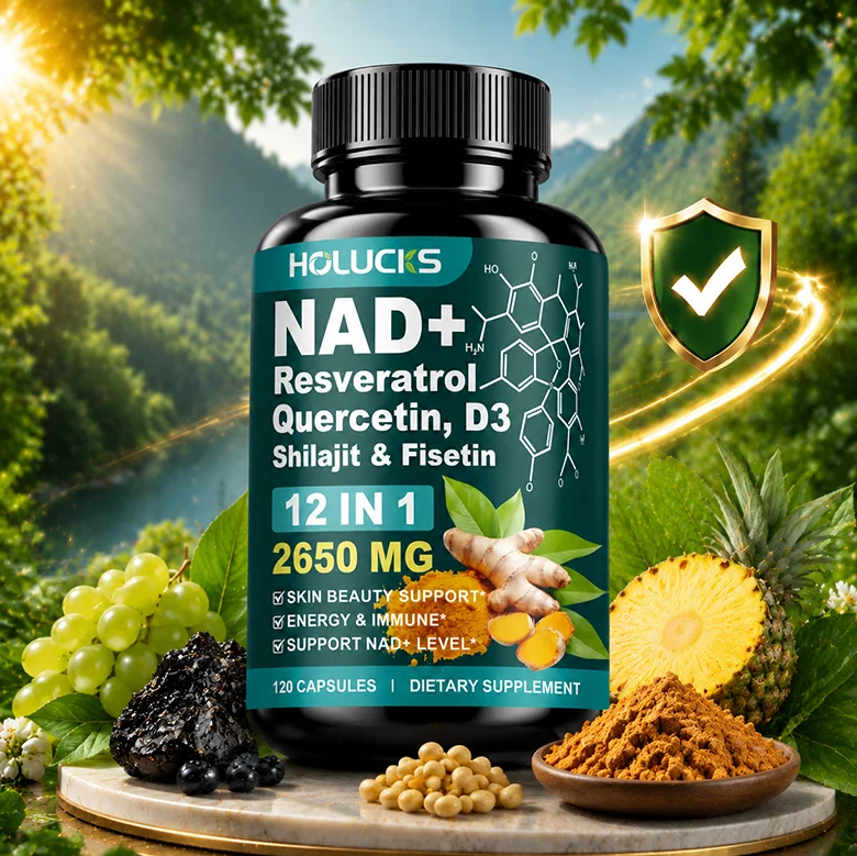 Advanced NAD+ Resveratrol Complex Capsules, with Black Pepper Extract, Vitamin D3, for Health Energy, Focus & Antioxidation