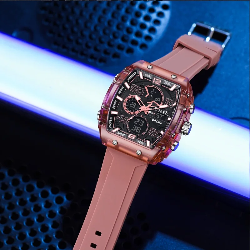 SMAEL 8109 Dual Display LED Night Light Leisure Student Electronic Watch New Multi functional Sports Watch 50M Waterproof reloj