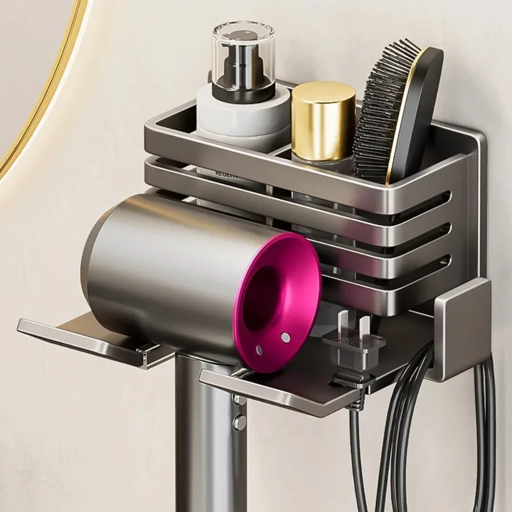 

Bathroom hair dryer, multifunctional winding storage rack, no drilling, bathroom shaver, wall mounted storage