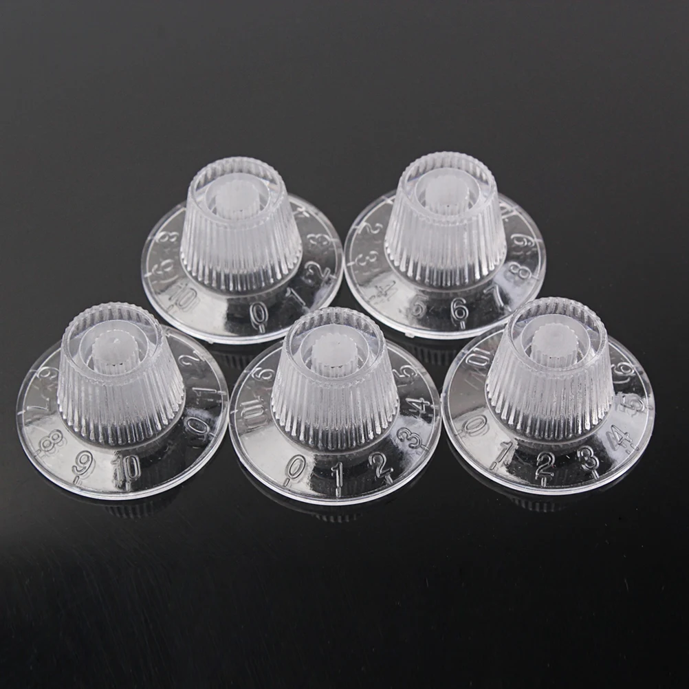 

5 PCS Transparent Knob Set Guitar Knobs Bass Damping Amplifier Control Volume Tone Replacement