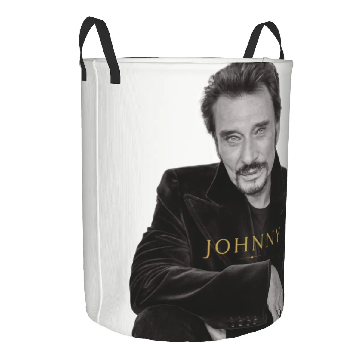 Custom French Rock Johnny Hallyday Laundry Basket Foldable France Singer Clothes Hamper for Nursery Kids Toys Storage Bin