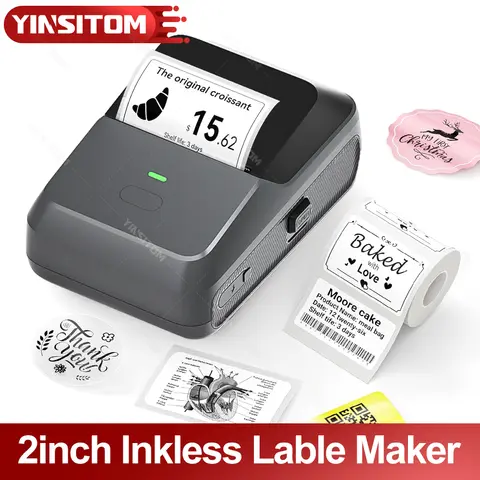 YINSITOM 20-50mm Mini Portable Thermal Printer Bluetooth Barcode Hand Multifunctional Price Label Sticker Maker Android / iOS