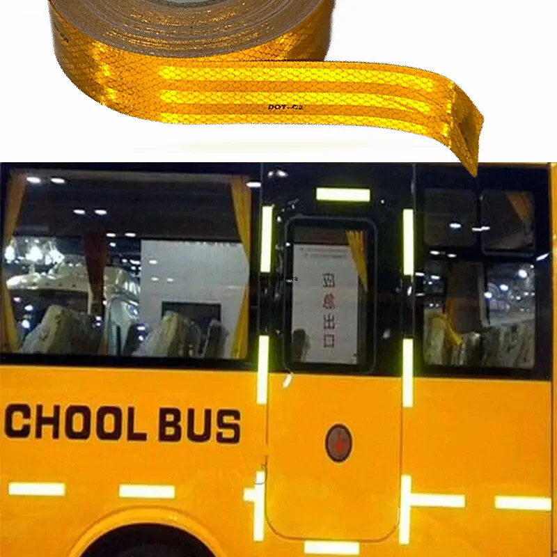 1/3/5/10M DOT-C2 Reflective Safety Tape  Yellow Conspicuity Waterproof Reflector Sticker For Vehicles Trailers Boats Sign