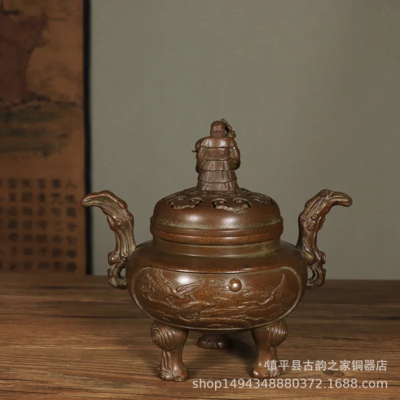 Pure Longevity Prosperity Copper Holder Incense Burner Ornament for Study and L