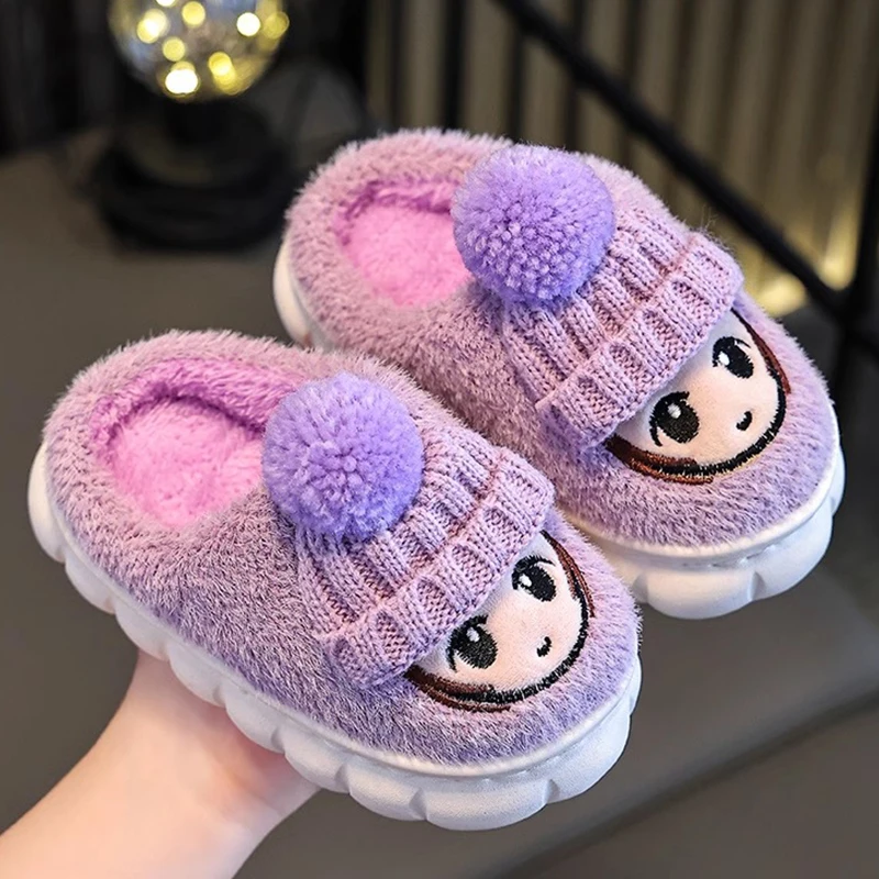 Winter children\'s cotton slippers boys\' cartoon indoor and outdoor home furnishings baby warmth girls\' cotton slippers