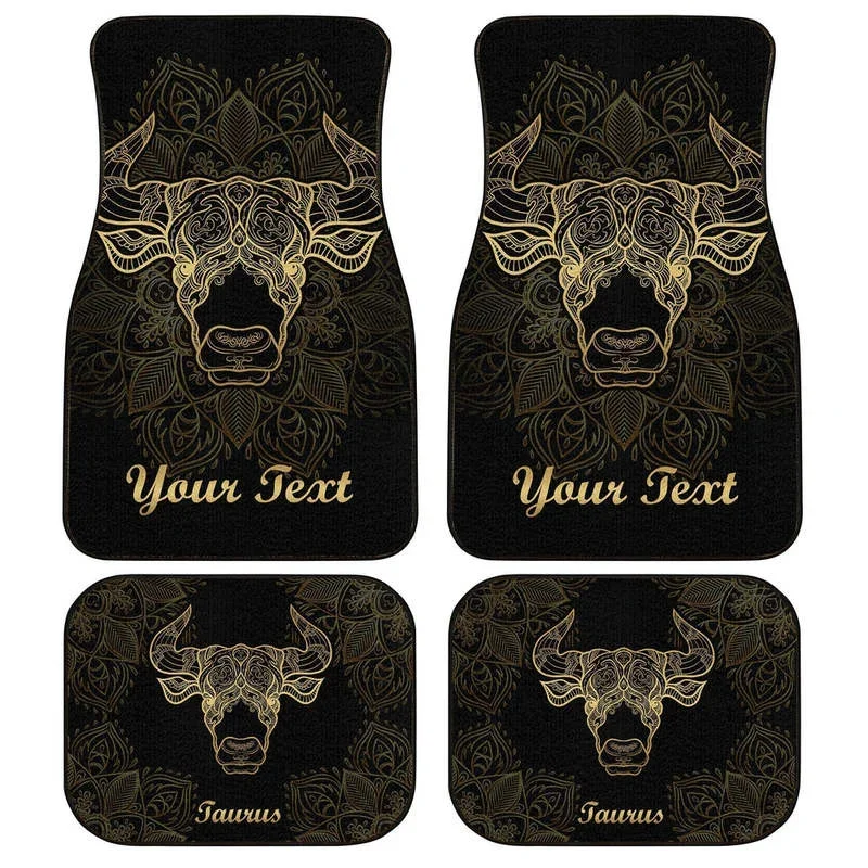 Personalized Taurus Car Floor Mats Custom Zodiac Sign Taurus Car Accessories Gifts Idea 4PCs Pack