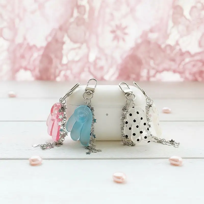 Angel Wing Keychain Vintage Polka Dot Bag Pendant Stylish Y2K Star Clasp Charm for Women Handbag Decor Graduation Souvenir Gift