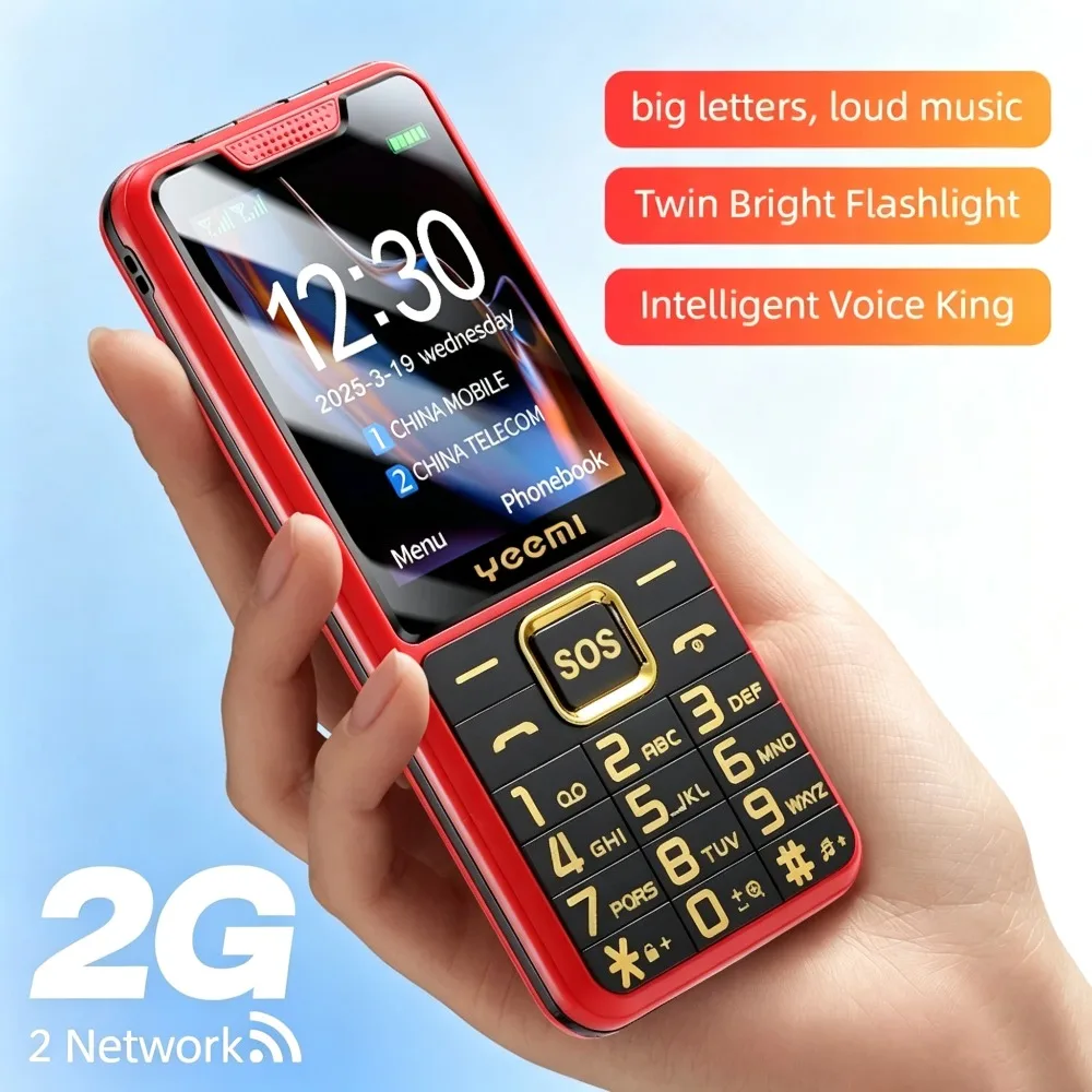 YEEMI K3 UNIWA  2G Feature Keypad Phone 2.4 Inch Sereen Dual SIM Card MAX 32GB 2500mAh FM SOS Big Button Button BT Phone