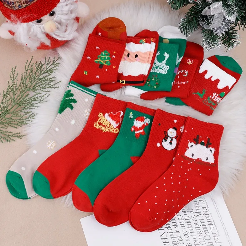 Cartoon Christmas Animal Tube Socks Autumn Winter Women Men Santa Claus Elk Snowman Cotton Socks Thick Warm Soft Socks Cute Gift