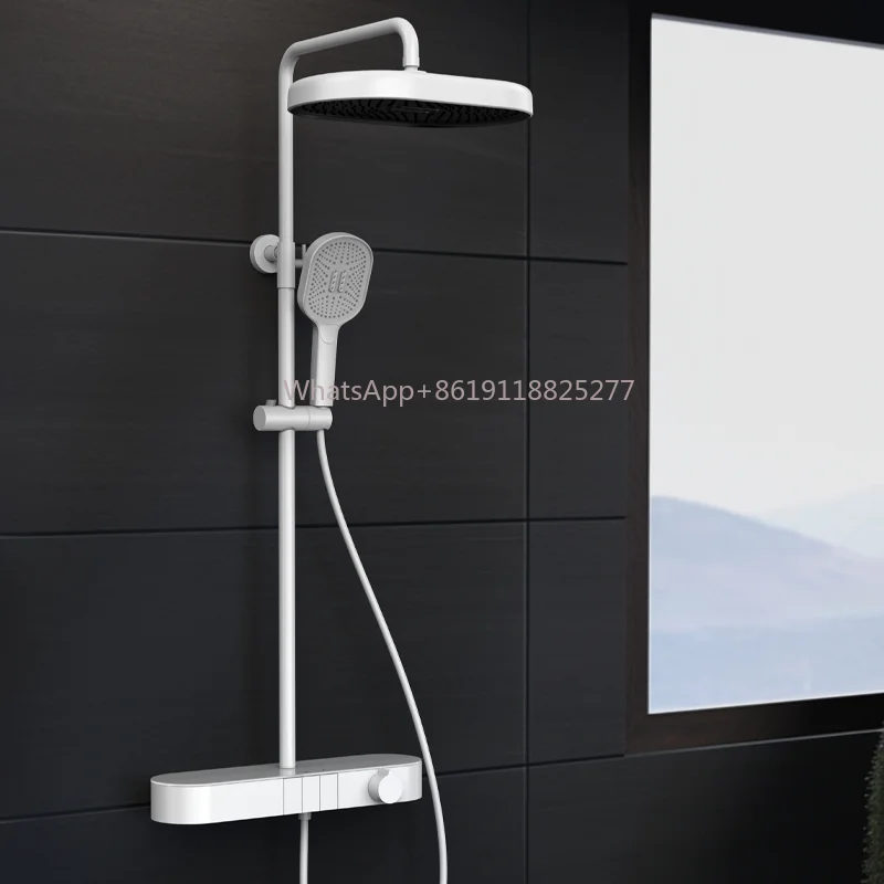 

Degree Celsius 3 Functions Shower Set 2024 button shower set Fashion Design Gun Gray Square Brass Shower Faucet Thermostatic 40