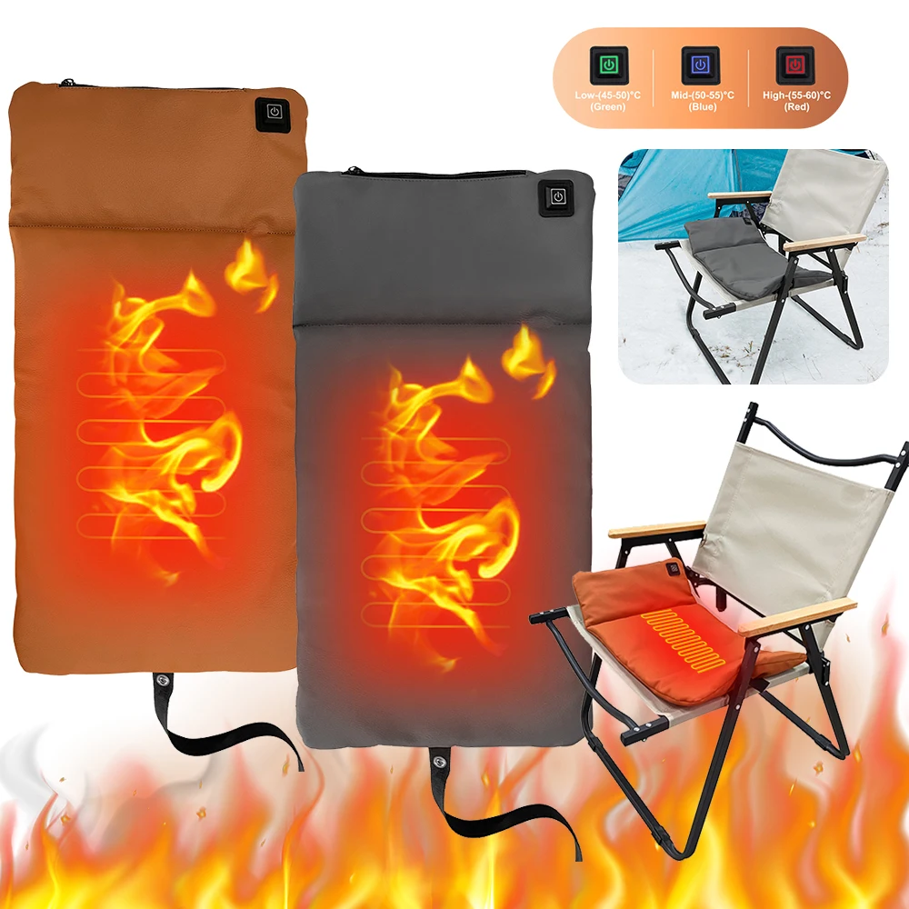 

4 Heating Areas Electric Heated Chair Cushion 20000mah Winter Warmer 3 Modes Heating Pad Mat for Car Home Office Camping Fishing