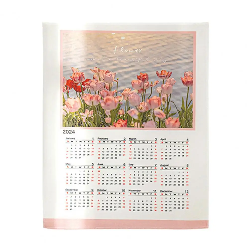 2024 Calendar Hanging Cloth Soft Rich Color Exquisite Pattern Easy Install Decorative Wall Tapestry