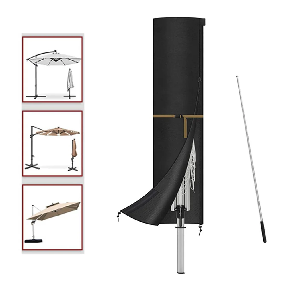 Outdoor Umbrella Cover Garden Parasol Dustproof Waterproof Protective Cover with Adjustable Drawstrings and Secure Buckles