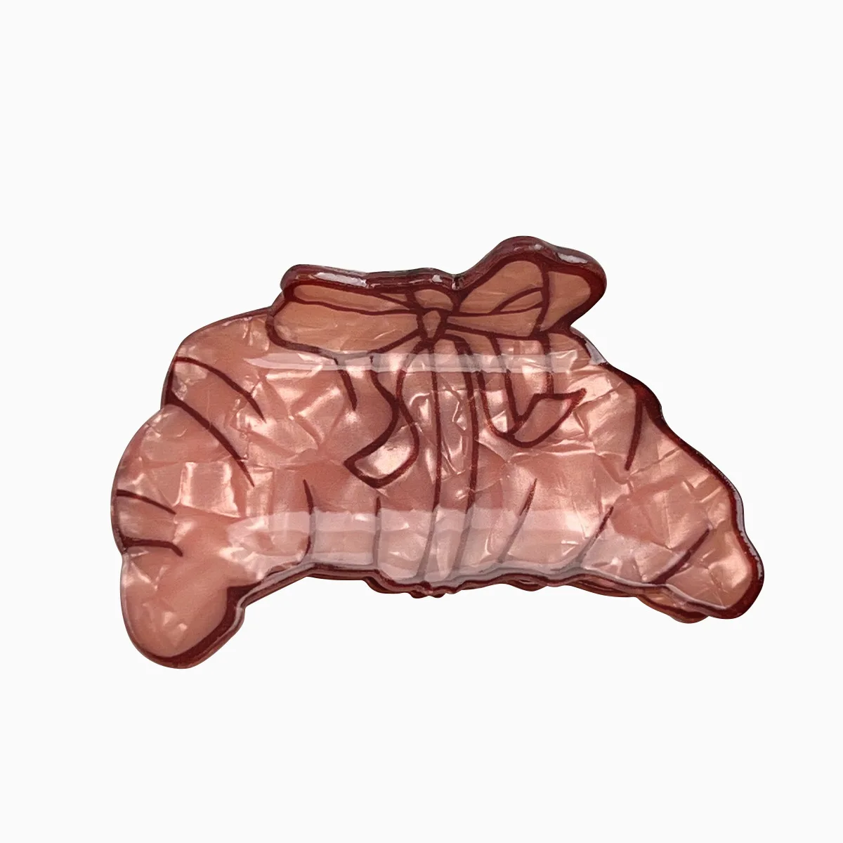 مشبك شعر كوري بتصميم قهوة كرواسون باللون البني للنساء والفتيات #5