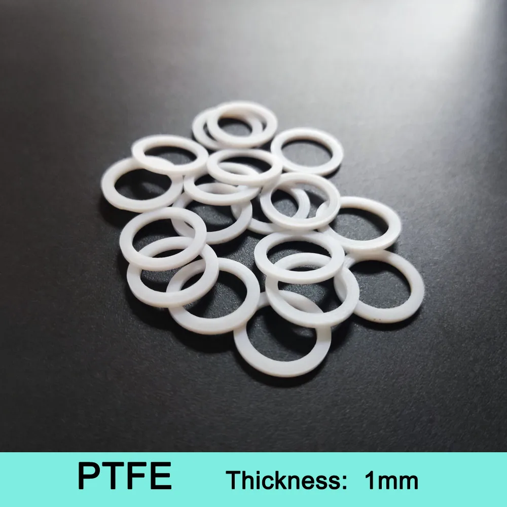 PTFE Gasket Flat Washer Thickness 1mm ID 3mm~100mm Resistant to High&Low Temperature For Flange More Customized Sizes ID*OD*CS